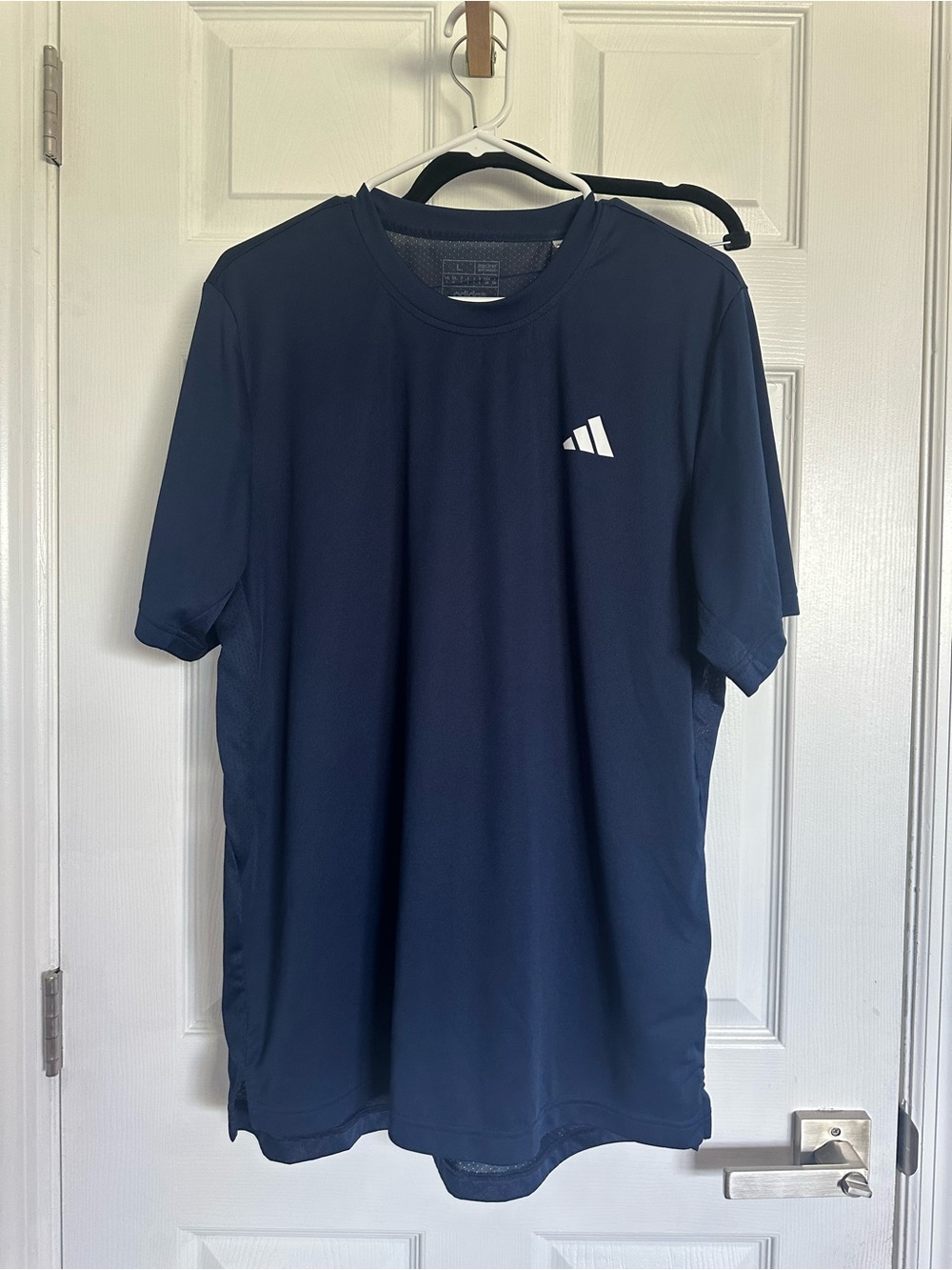 adidas Navy Short Sleeve Athletic Tee with White Logo
